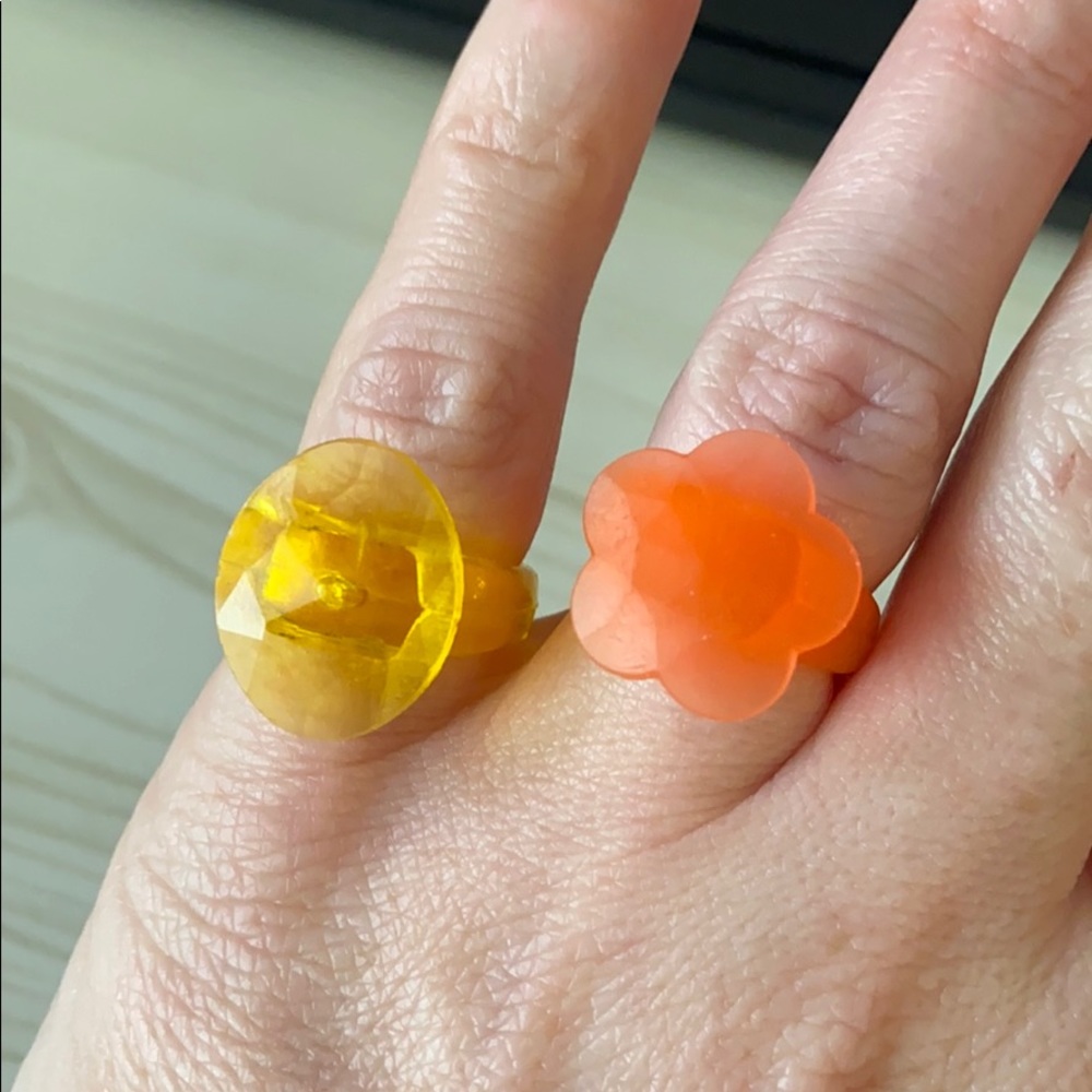 Fun Yellow and Orange 'Gem' Rings - SZ 5 & 6